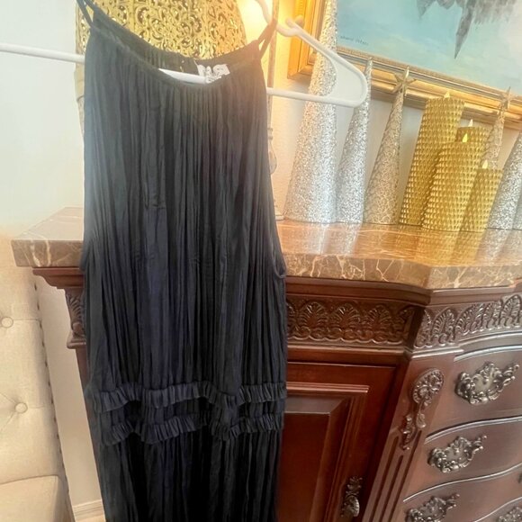 Current Air Navy Midi Dress with Back Buttons and Keyhole Opening - Picture 1 of 5